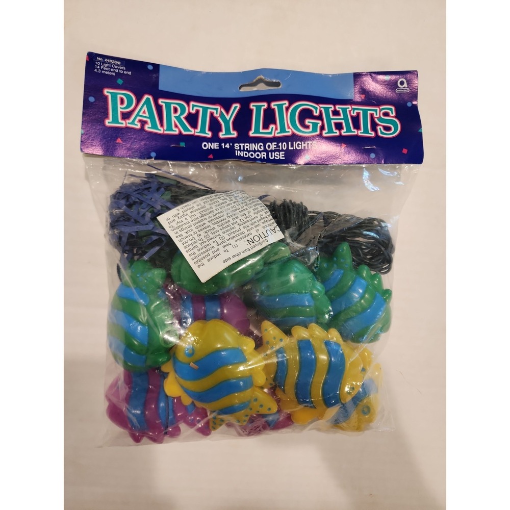 Vintage Amscan Party Lights Fish Covers Tropical Blow Mold Ocean Sea